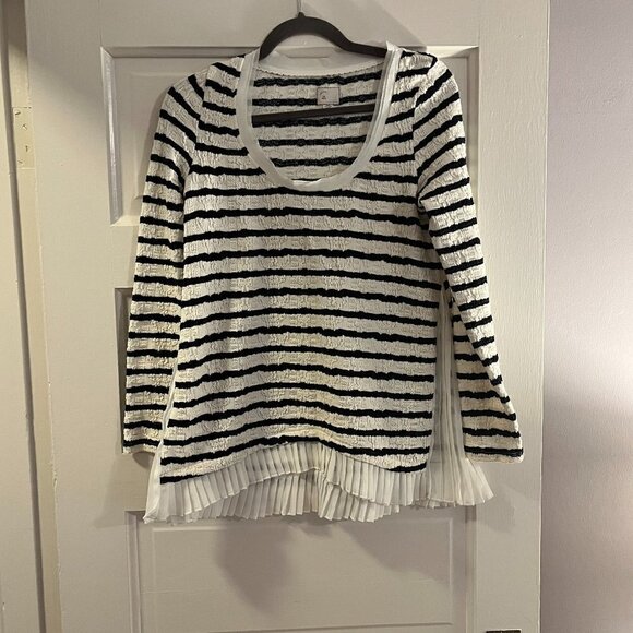 Anthropologie Postage Stamp Top Striped Tunic blue white S - Picture 2 of 7